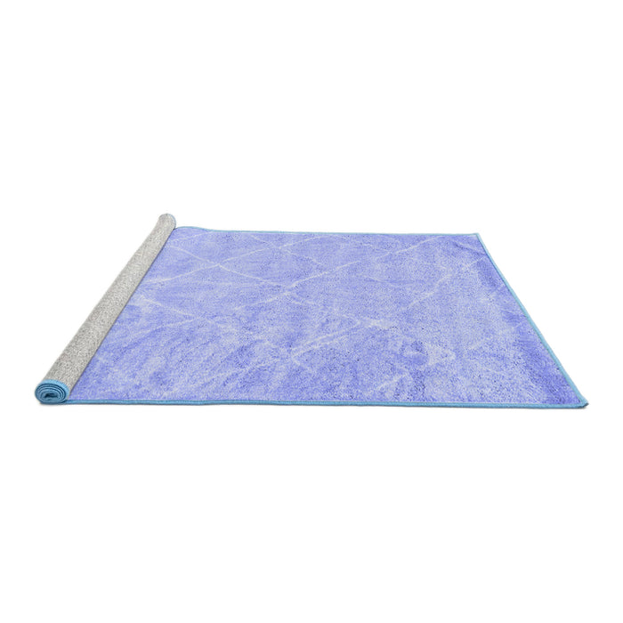 Sideview of Machine Washable Trellis Blue Modern Rug, wshcon2997blu