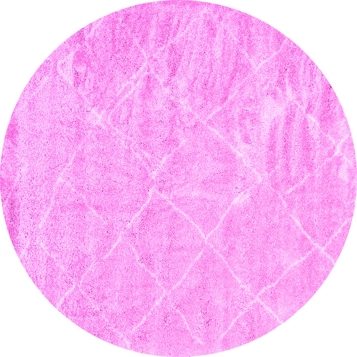 Round Machine Washable Trellis Pink Modern Rug, wshcon2997pnk