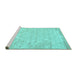 Sideview of Machine Washable Trellis Turquoise Modern Area Rugs, wshcon2997turq