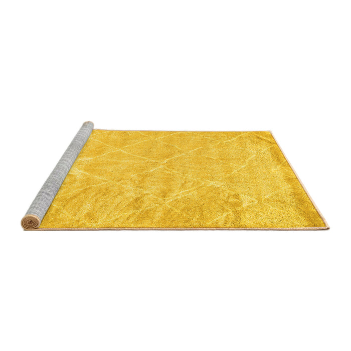 Sideview of Machine Washable Trellis Yellow Modern Rug, wshcon2997yw