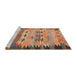 Serging Thickness of Machine Washable Contemporary Peru Brown Rug, wshcon2998