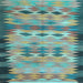 Square Machine Washable Oriental Light Blue Traditional Rug, wshcon2998lblu