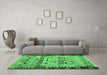 Machine Washable Oriental Emerald Green Traditional Area Rugs in a Living Room,, wshcon2998emgrn