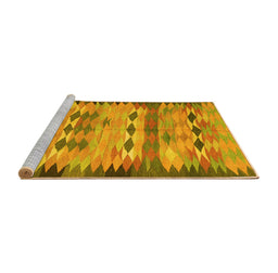 Sideview of Machine Washable Oriental Yellow Traditional Rug, wshcon2998yw