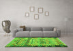 Machine Washable Oriental Green Traditional Area Rugs in a Living Room,, wshcon2998grn