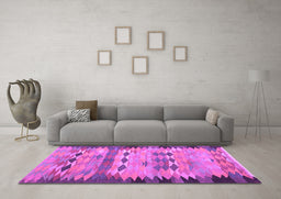 Machine Washable Oriental Purple Traditional Area Rugs in a Living Room, wshcon2998pur