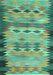 Machine Washable Oriental Turquoise Traditional Area Rugs, wshcon2998turq