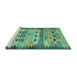 Sideview of Machine Washable Oriental Turquoise Traditional Area Rugs, wshcon2998turq