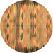 Round Oriental Brown Traditional Rug, con2998brn