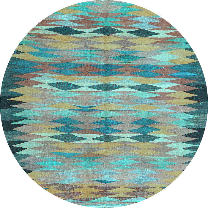 Round Oriental Light Blue Traditional Rug, con2998lblu