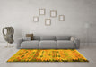 Machine Washable Oriental Yellow Traditional Rug in a Living Room, wshcon2998yw