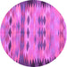 Round Oriental Purple Traditional Rug, con2998pur