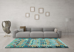 Machine Washable Oriental Light Blue Traditional Rug in a Living Room, wshcon2998lblu