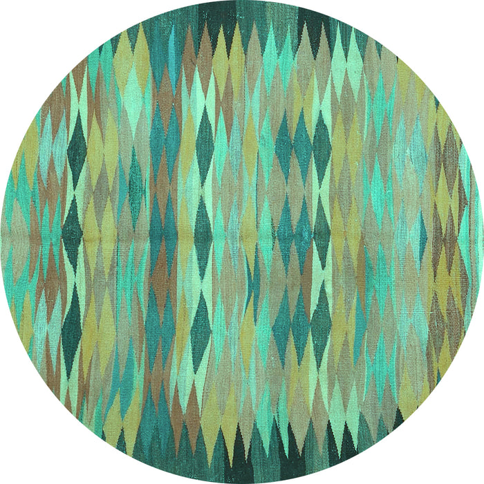 Round Oriental Turquoise Traditional Rug, con2998turq