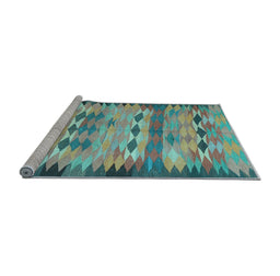 Sideview of Machine Washable Oriental Light Blue Traditional Rug, wshcon2998lblu