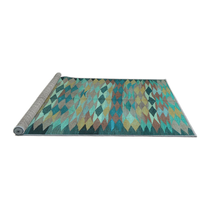 Sideview of Machine Washable Oriental Light Blue Traditional Rug, wshcon2998lblu