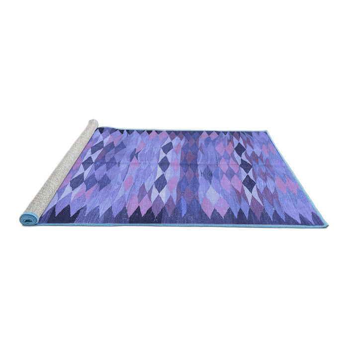 Sideview of Machine Washable Oriental Blue Traditional Rug, wshcon2998blu