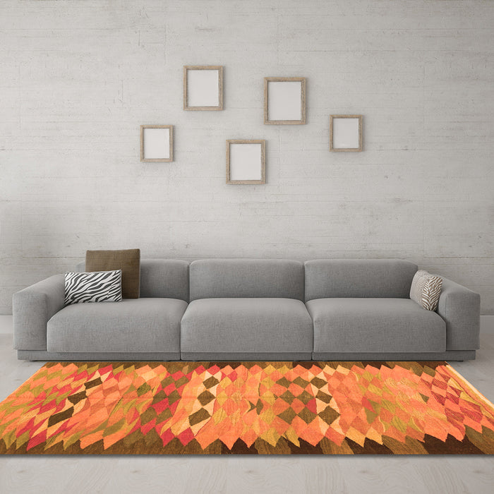 Machine Washable Oriental Orange Traditional Area Rugs in a Living Room, wshcon2998org