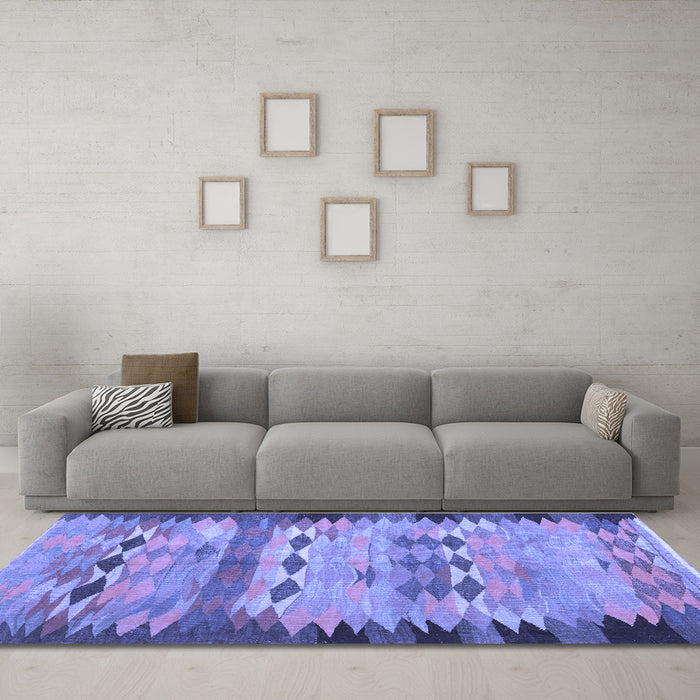 Machine Washable Oriental Blue Traditional Rug in a Living Room, wshcon2998blu