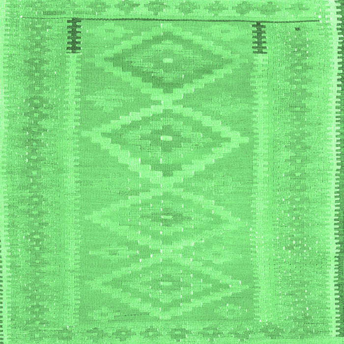 Square Machine Washable Oriental Emerald Green Traditional Area Rugs, wshcon2999emgrn