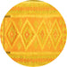 Round Oriental Yellow Traditional Rug, con2999yw