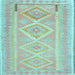 Square Machine Washable Oriental Light Blue Traditional Rug, wshcon2999lblu