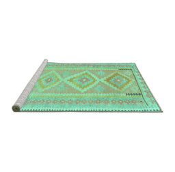 Sideview of Machine Washable Oriental Turquoise Traditional Area Rugs, wshcon2999turq