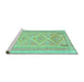 Sideview of Machine Washable Oriental Turquoise Traditional Area Rugs, wshcon2999turq