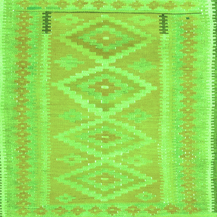 Round Machine Washable Oriental Green Traditional Area Rugs, wshcon2999grn