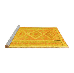 Sideview of Machine Washable Oriental Yellow Traditional Rug, wshcon2999yw