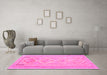 Machine Washable Oriental Pink Traditional Rug in a Living Room, wshcon2999pnk