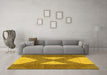 Machine Washable Abstract Yellow Contemporary Rug in a Living Room, wshcon299yw