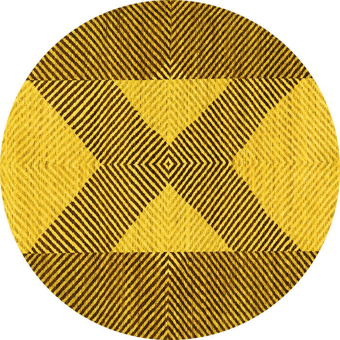 Round Abstract Yellow Contemporary Rug, con299yw