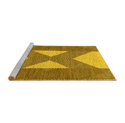Sideview of Machine Washable Abstract Yellow Contemporary Rug, wshcon299yw