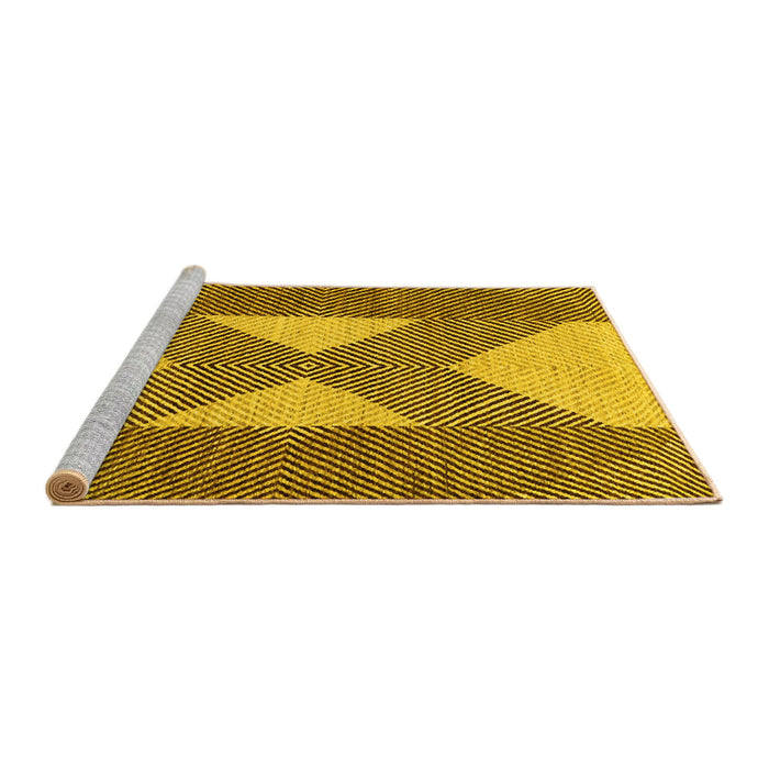 Sideview of Machine Washable Abstract Yellow Contemporary Rug, wshcon299yw