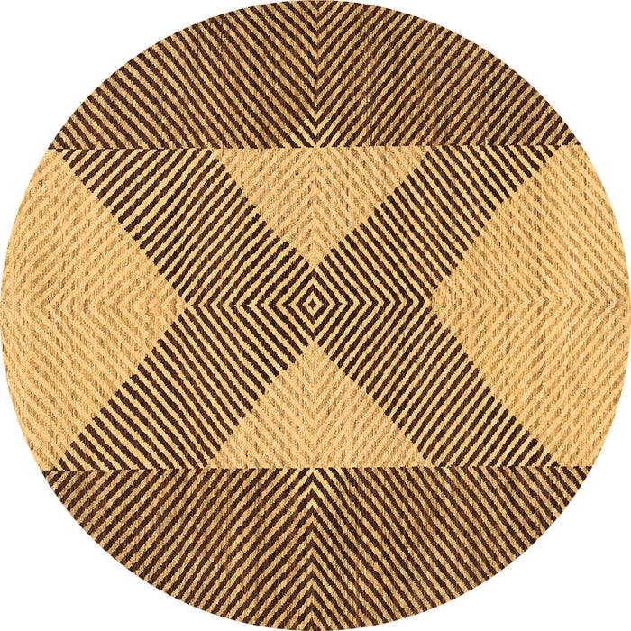 Round Machine Washable Abstract Brown Contemporary Rug, wshcon299brn