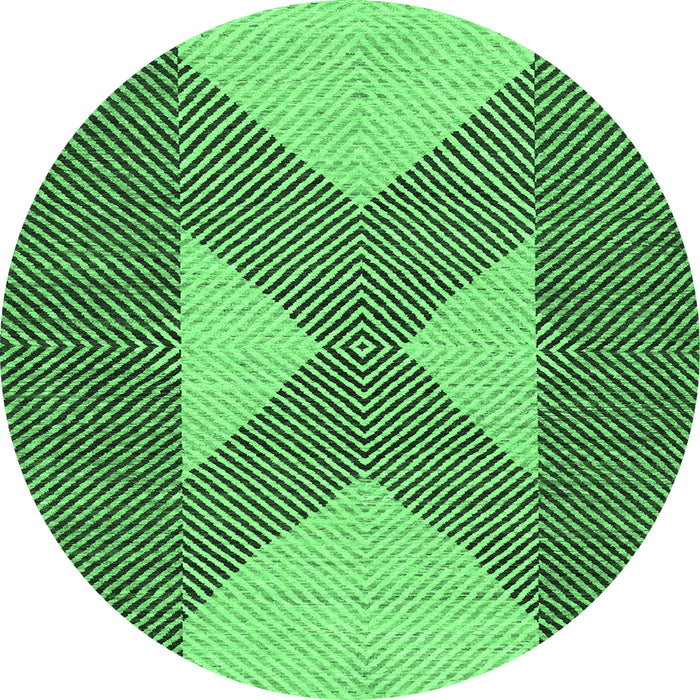 Round Abstract Emerald Green Contemporary Rug, con299emgrn