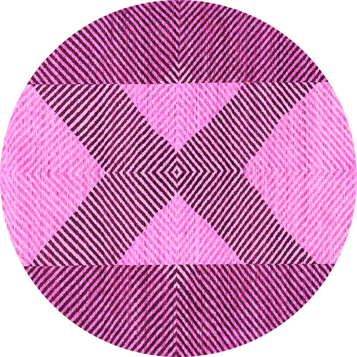 Round Machine Washable Abstract Pink Contemporary Rug, wshcon299pnk