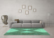 Machine Washable Abstract Turquoise Contemporary Area Rugs in a Living Room,, wshcon299turq