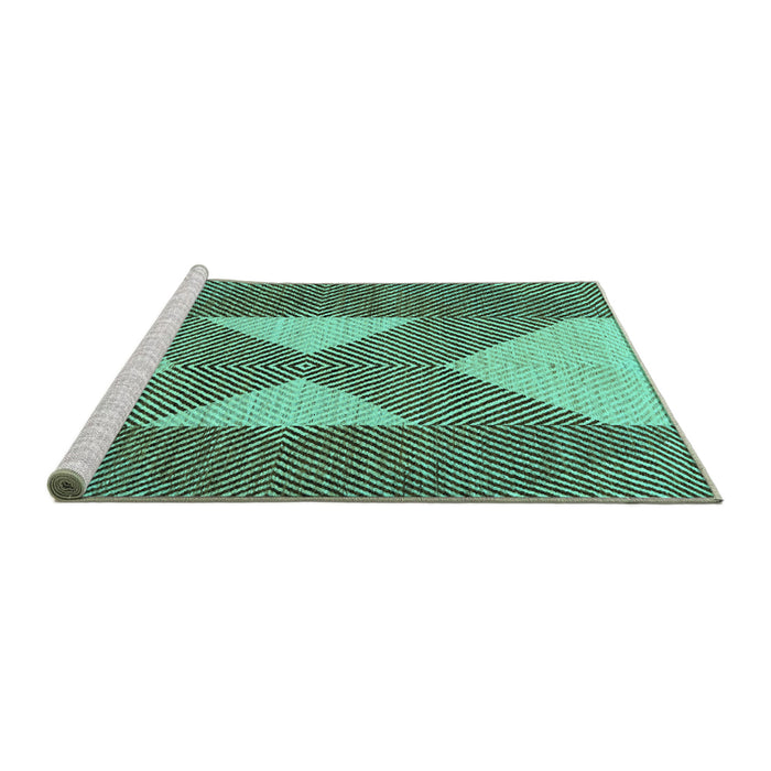 Sideview of Machine Washable Abstract Turquoise Contemporary Area Rugs, wshcon299turq