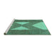 Sideview of Machine Washable Abstract Turquoise Contemporary Area Rugs, wshcon299turq