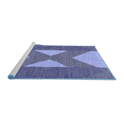 Sideview of Machine Washable Abstract Blue Contemporary Rug, wshcon299blu