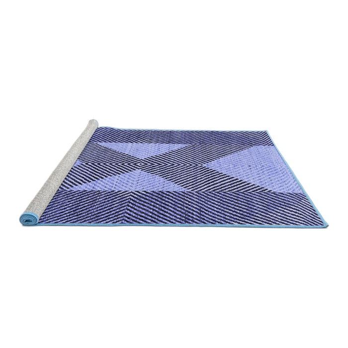 Sideview of Machine Washable Abstract Blue Contemporary Rug, wshcon299blu