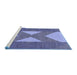 Sideview of Machine Washable Abstract Blue Contemporary Rug, wshcon299blu