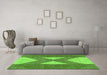 Machine Washable Abstract Green Contemporary Area Rugs in a Living Room,, wshcon299grn