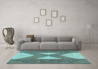 Machine Washable Abstract Light Blue Contemporary Rug, wshcon299lblu