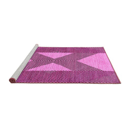 Sideview of Machine Washable Abstract Pink Contemporary Rug, wshcon299pnk