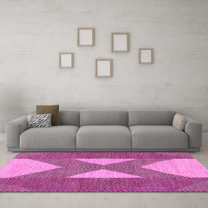 Machine Washable Abstract Pink Contemporary Rug in a Living Room, wshcon299pnk