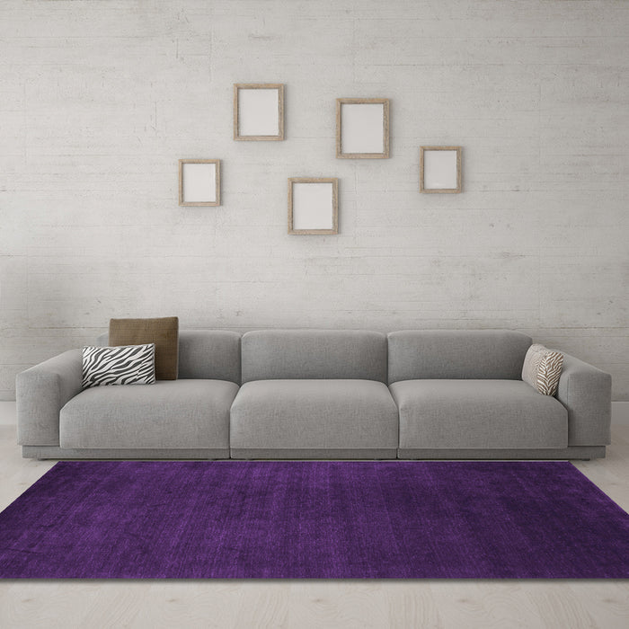 Machine Washable Abstract Purple Contemporary Area Rugs in a Living Room, wshcon29pur