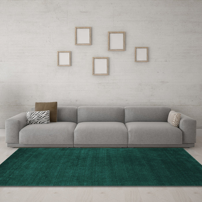 Machine Washable Abstract Turquoise Contemporary Area Rugs in a Living Room,, wshcon29turq